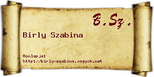 Birly Szabina névjegykártya